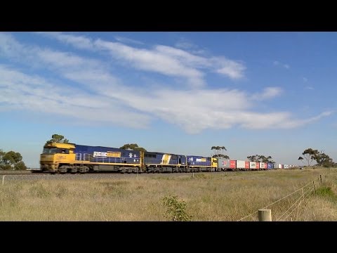 Container Train in Country Victoria (28/4/2011) - PoathTV Australian Railways & Freight Trains