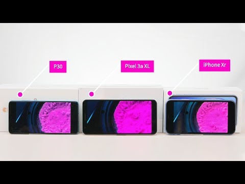 Pixel 3a Vs iPhone Xr Vs P30 Screen Comparison.