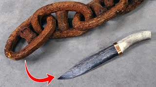 Forging a VIKING SEAK out of RUSTED Iron Chain