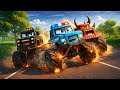 Evil Monster Trucks Attack The City Police Car Rescue Race Monster Trucks Vs Police Monster