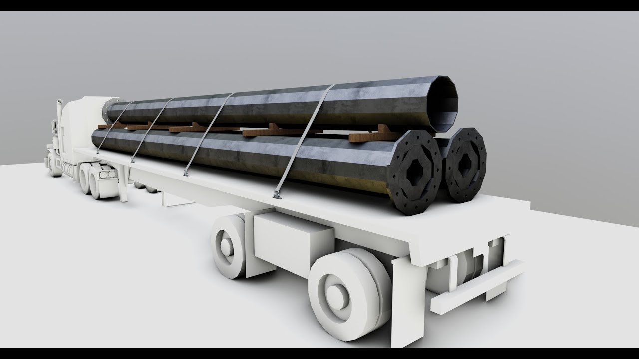 卡车拖车货物模型-多边形杆类型-3 3D 模型