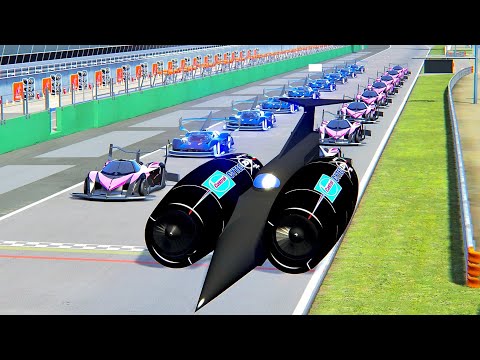 Thrust SSC vs Devel Sixteen 2014 GTR vs Aston Martin Black Nightmare - Drag Race 20 KM