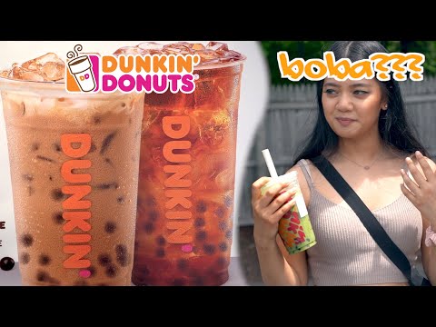 WE TRIED DUNKIN DONUTS NEW BOBA TEA! (Yes, Dunkin'...