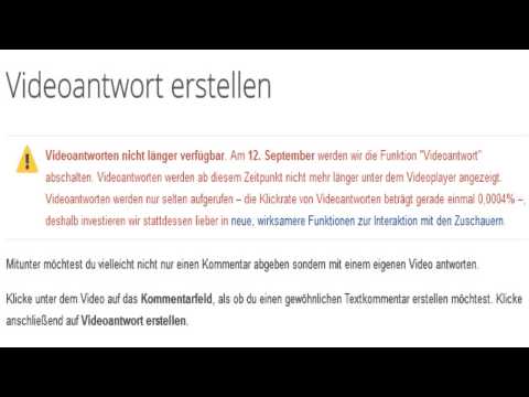 Keine Videoantworten mehr auf Youtube!