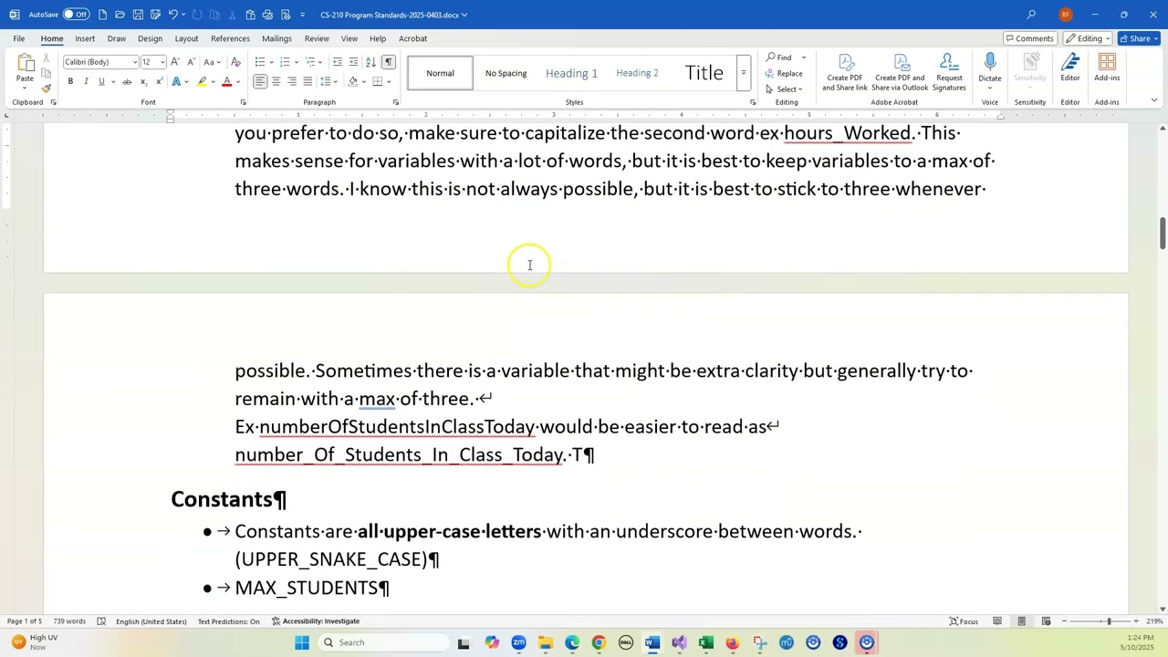 CS210  Program Standards Part 01