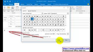 How to insert/ add accent marks in Outlook email body