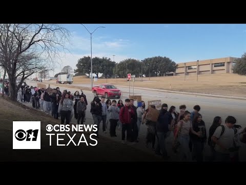 Dozens of North Texas high school students stage a walkout to protest ICE