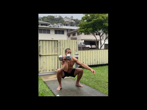Day 249 FitPro Hawaii Workout-50 lbs. Dumbbell Squat Clean & Press x 40 (2X SPEED) 1/18/21, 12:13 pm