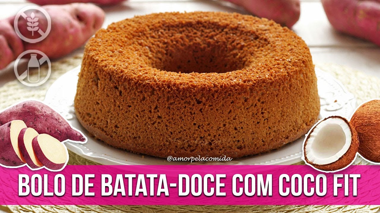 BOLO DE BATATA DOCE FIT COM COCO DE LIQUIDIFICADOR SEM TRIGO SEM LEITE