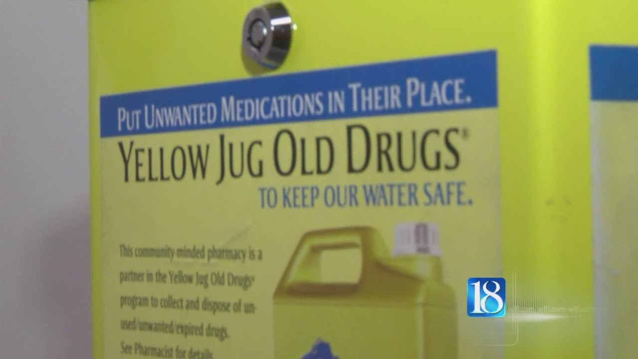 Yellow jugs for unwanted drugs on Purdue's campus
