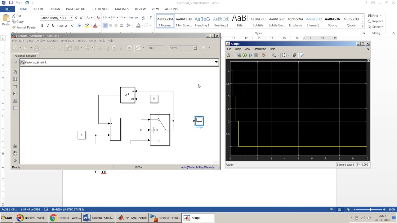 How to design a simple Simulink Model to compute the Factorial of a number?