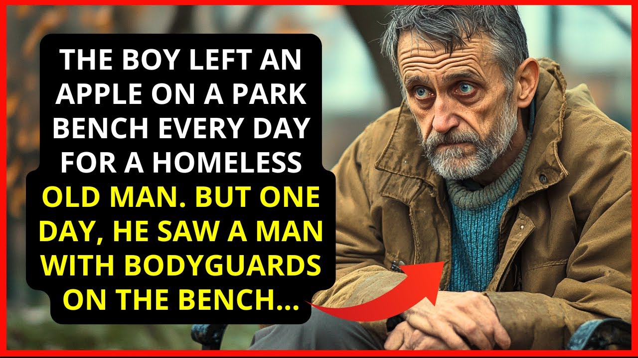 The boy left an apple on a park bench every day for a homeless old man. But one day, he saw a man...