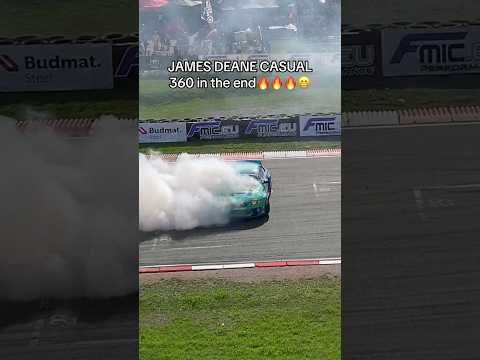 james deane doing a 360 after his qualifying run at drift masters 2023 riga