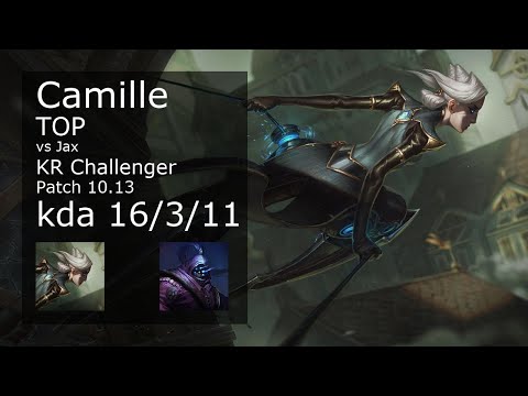 Camille Top vs Jax - KR Challenger 16/3/11 Patch 10.13 Gameplay // [롤] 카밀 vs 잭스 탑