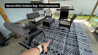 Garvee Outdoor Rug Test & First Impressions 🖤🤍 | Patio Setup (8x10 Waterproof)