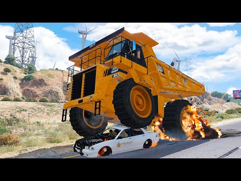 GTA 5 GIANT DUMP HIGH SPEED CRASHES - SUPER CINEMATIC PICTURE WITH SLOW MO ep.55