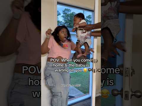 😂 When you come home & the baby is waiting on you #momlife #parents #baby #couple #funny