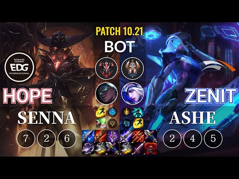 EDG Hope Senna vs HLE Zenit Ashe Bot - KR Patch 10.21