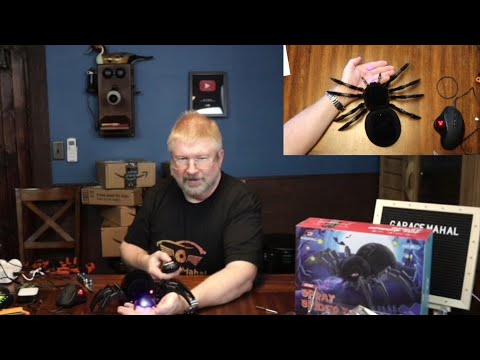 DEERC Robot Spider, Remote Control Spider with Spray & Lights,Black Widow Party Joke Prank,Tarantula