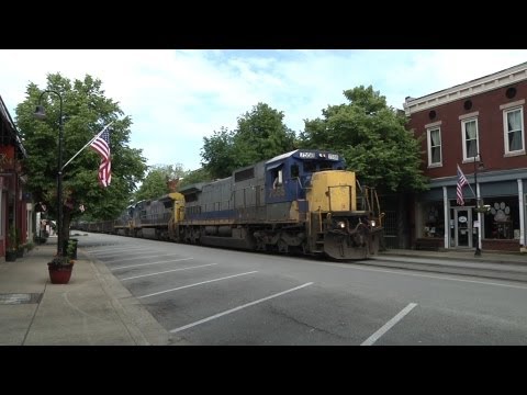 Train running on town's main street - La Grange, Kentucky