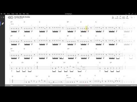 Sunday Bloody Sunday (U2) ,Tablatura e base Senza Basso - Backing bass track