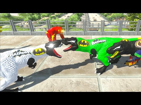 Hunting found Jurassic world X2 BATMAN T-REX VS BUMBLEBEE SPINO & KISSY MISSY SPINO