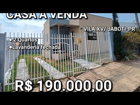 CASA OPORTUNIDADE 2 QUARTOS LAVANDERIA FECHADA REDE DE ESGOTO EM JABOTI PARANA - R$ 190.000,00