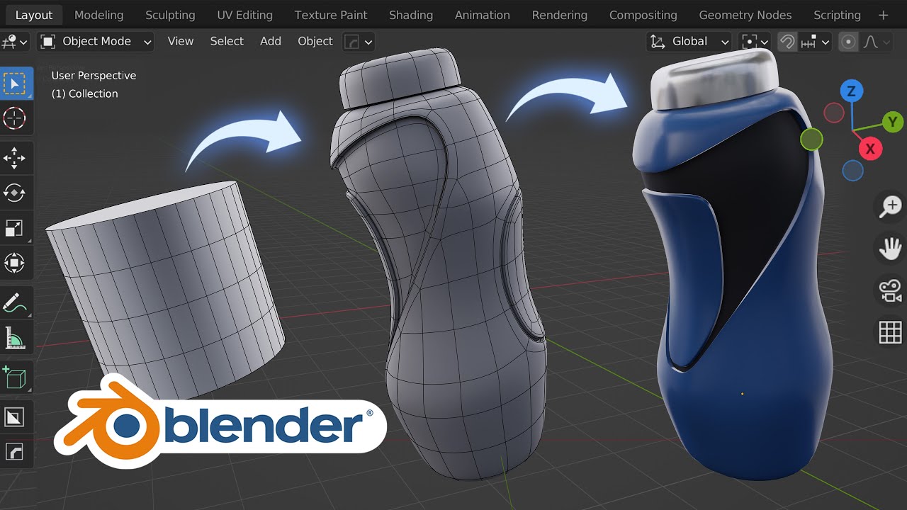 Modelling Practice in Blender | Water Bottle - 01