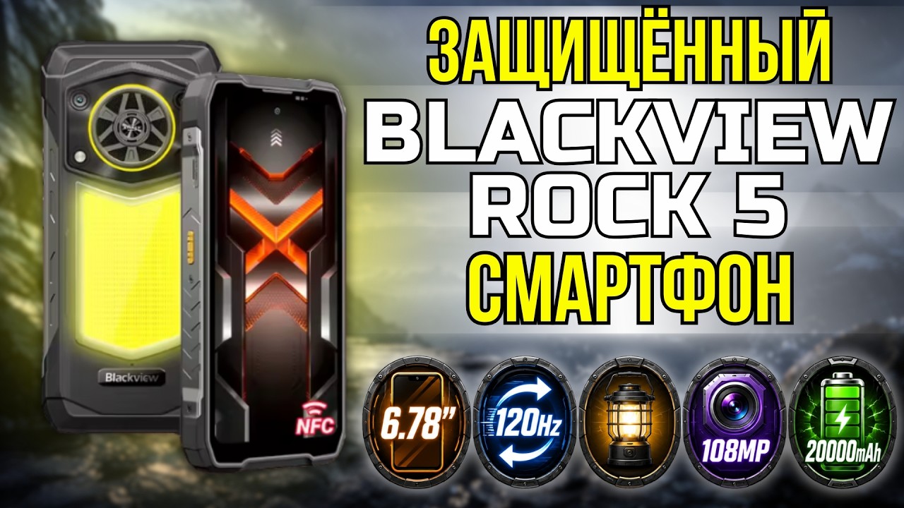 ЗАЩИЩЁННЫЙ СМАРТФОН BLACKVIEW ROCK 5 С БАТАРЕЕЙ 20 000 МА·Ч,  ФОНАРЕМ, КАМЕРОЙ НОЧНОГО ?