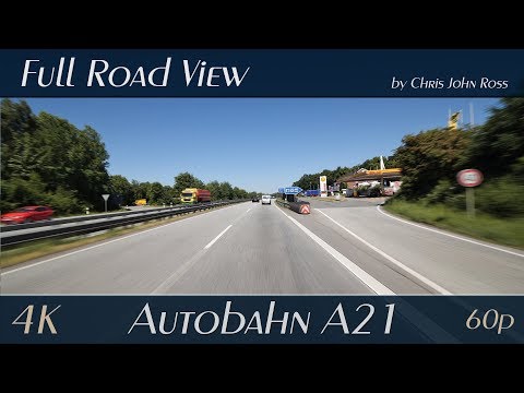 Autobahn (A21), Germany: Schwissel - Bad Segeberg- Trappenkamp - Bornhöved - 4K (UHD/2160p/60p)