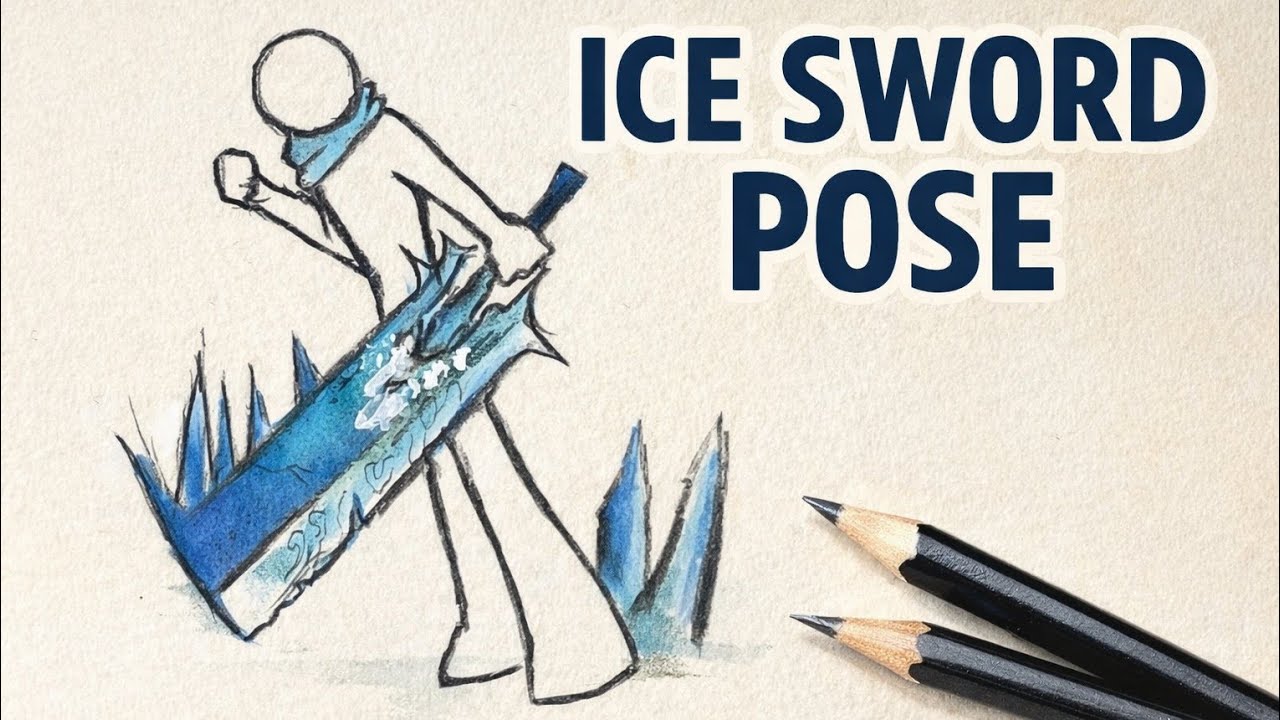 How to Draw a Dynamic Body Pose with an Ice Sword | Fantasy Character Drawing
