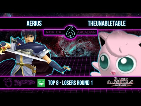 NorCal Arcadian 6 - Aerius (Marth) VS theunabletable (Jigglypuff) - SSBM - Top 8 Losers Round 1
