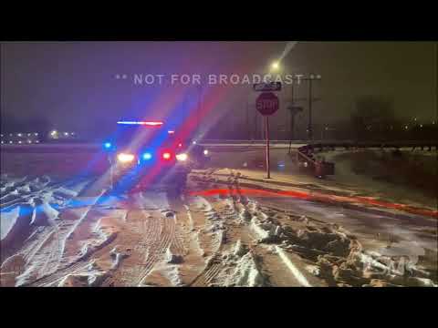02-01-2022 Colorado Springs, CO--Heavy Snow Car Plunges Down Embankment Hitting Train