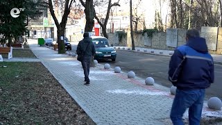 След студените  дни,обилно количество сол по стволовете на дърветата в Кърджали