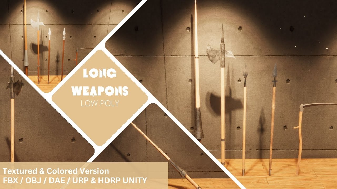 Long Weapons - Lowpoly Textured and Colorbased 3D Model