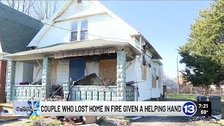 Couple who lost home in a fire given a helping hand