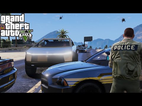 GTA 5 Mods #1 - Tesla Cybertruck and Model S vs The Police!