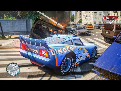 Crazy Rayo Lightning McQueen Dinoco Car Crashes Ep.35 - GTA 4