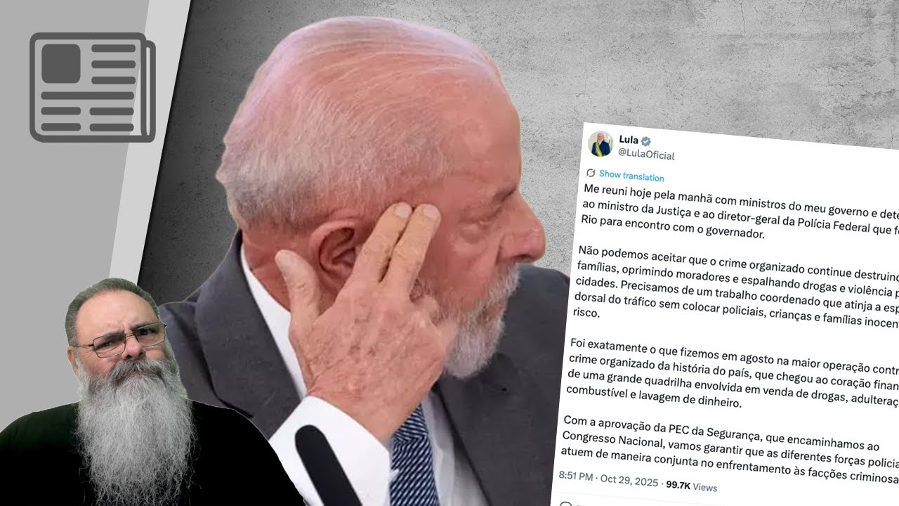 LULA finalmente REAGE a OPERAÇÃO no RIO de forma ENVERGONHADA, por TEXTO, mas ELOGIA OPERAÇÃO no RIO