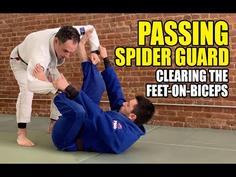 Passing Spider Guard - Clearing Feet on Biceps (BJJ / Jiu Jitsu)