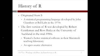1.3.2 Working with Data - Video 1: History of R