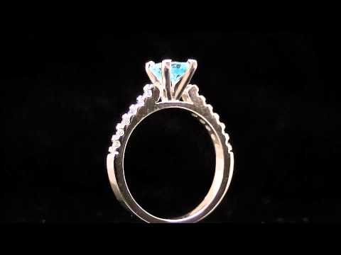 9/10 CTW Princess Cut Blue Diamond Engagement Cocktail Ring in 14K White Gold