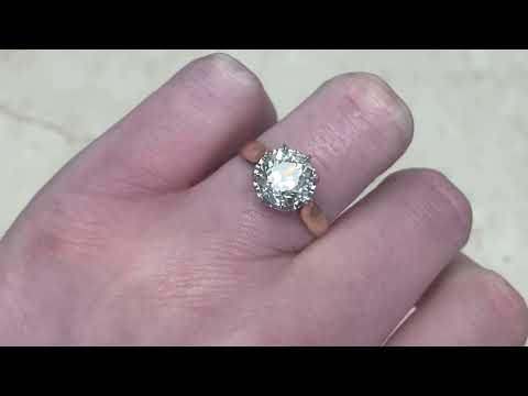 Edwardian Era 2.50ct Center Old European Cut Diamond Engagement Ring - Halifax Ring - Hand Video
