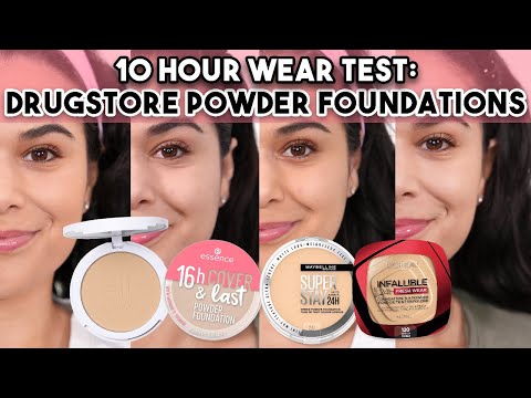 4 Drugstore Powder Foundations Tested 10 HOURS on COMBO Skin