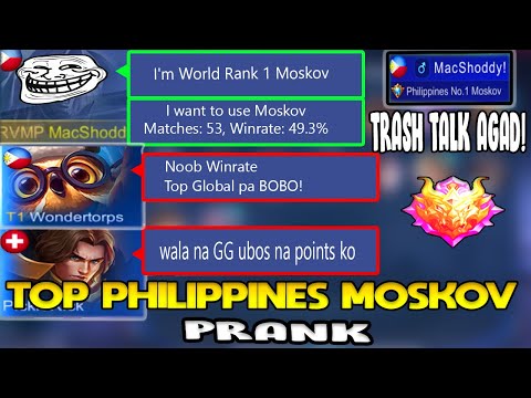 PRANK TOP 1 MOSKOV WORLD RANK! | 49% Fake Win Rate |  Mobile Legends | TEAM AUTO TOXIC