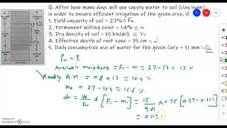 Root Zone Depth Numericals part 3 II Irrigation Engineering II Prof. Sagar Kolekar