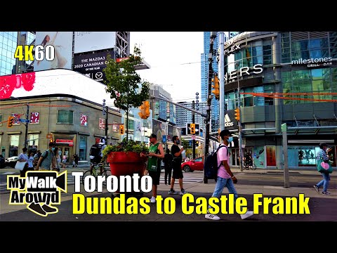 Downtown Toronto walk from Dundas Station to Castle Frank station on July 15 2020