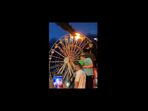 Fire in the Ferris wheel at Highfield Festival in Germany