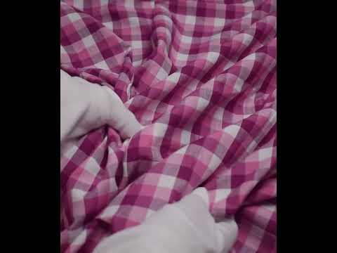 Check Pink White Pure Cotton 105 GSM Handwoven Fabric — video