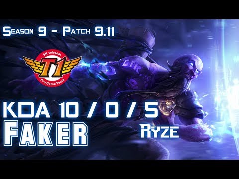 SKT T1 Faker RYZE vs SYLAS Mid - Patch 9.11 KR Ranked